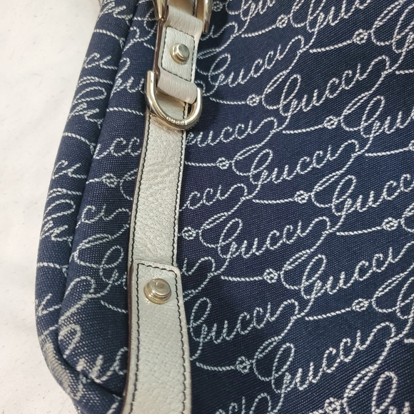 GUCCI RARE BAG VINTAGE NAVY PURSE WHITE LEATHER - Picture 16 of 16